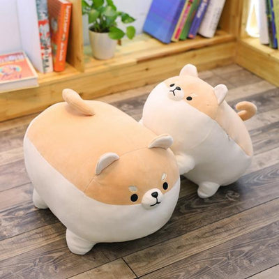 One small and one big shiba plush like a fat shiba inu meme