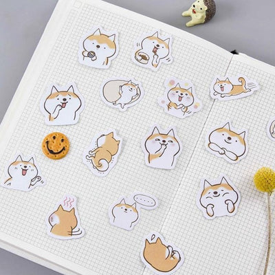 shiba inu stickers on maths paper