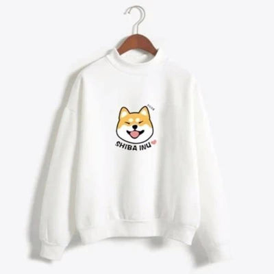 shibe inu merchandise in colour white with shiba image on front