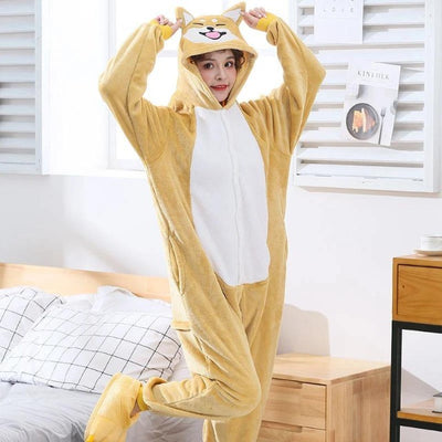 shiba inu onesie amazon with woman holding the ears