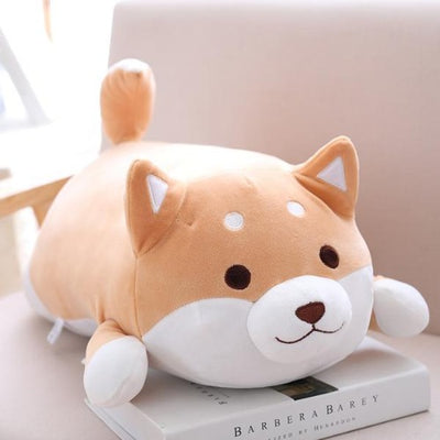 open eyes happy delighted cute shiba inu plush