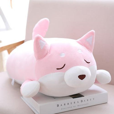 closed eyes sleeping shiba inu plush sleeping shiba pink happy