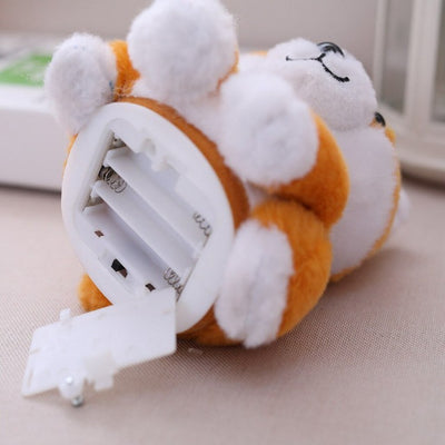 Shiba inu toy that says back what you say with battery pack open
