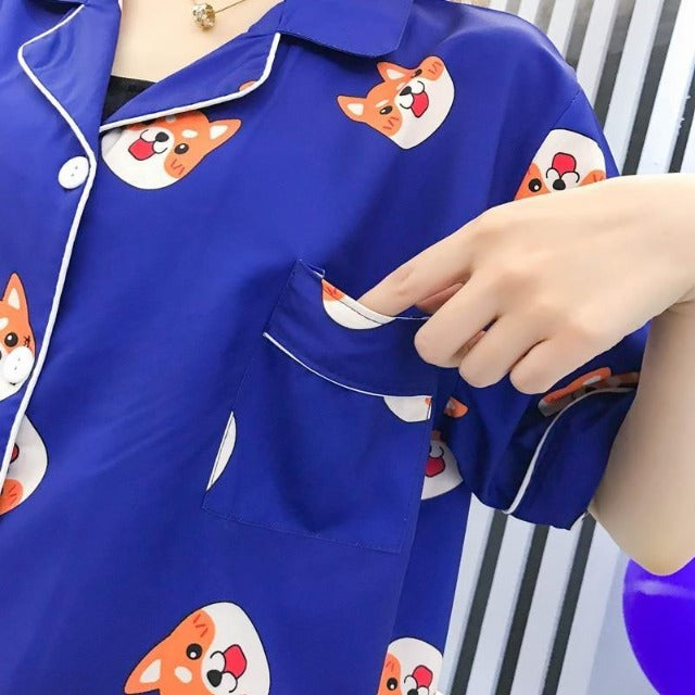 The pocket of a night shirt shown