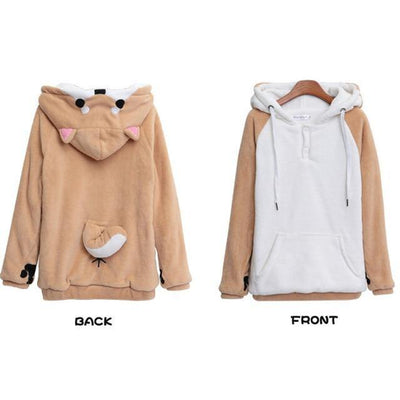 Front and back of a shiba inu hoodie