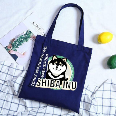 Blue shiba tote bag