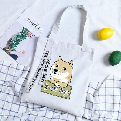 Light blue bag with a shiba design