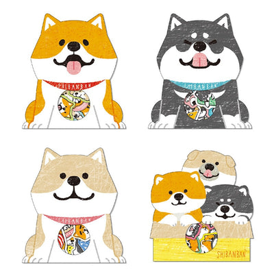 4 different images of shiba inu sticker sets