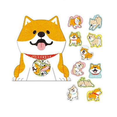 orange coloured shiba inu dog sticker set