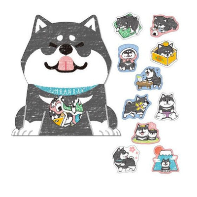 black shiba inu dog set of stickers