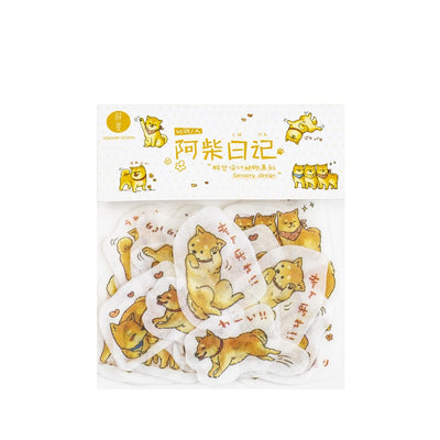 In a packet there are shiba inu stickers