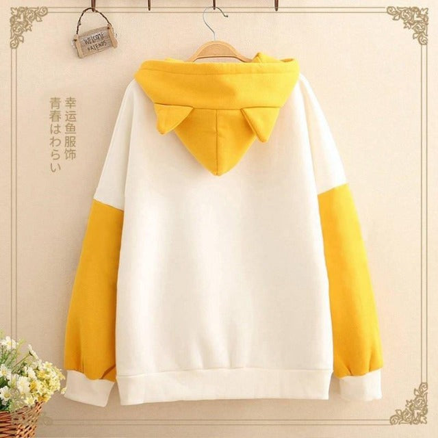 Back of a shiba inu fleece showing the hood