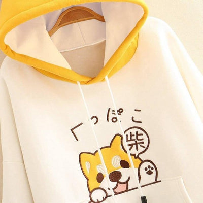 Shiba fleece with a smiley shiba inu on it