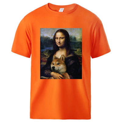 Orange shiba monalisa tshirt