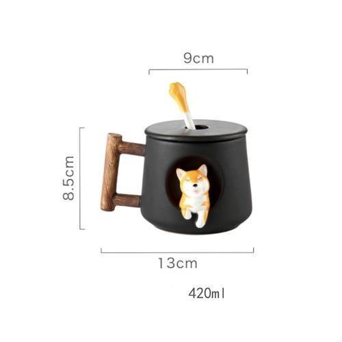 A shiba inu cup in black
