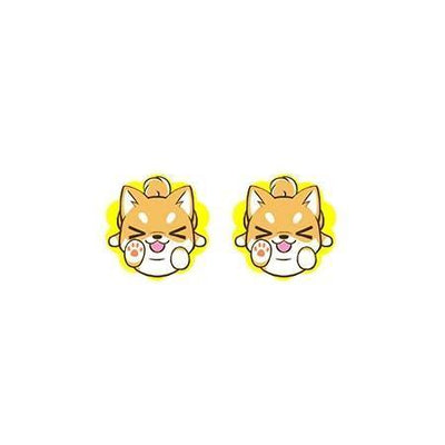 Shiba earring design both mouth open looking happy
