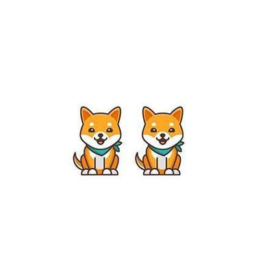 Two smiley shiba inu dog earrings