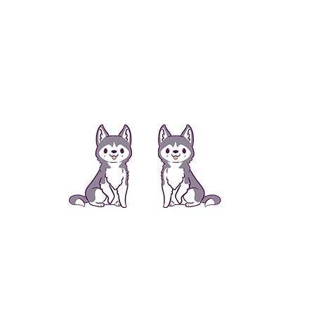 Gray shiba dogs with tongues out earrings