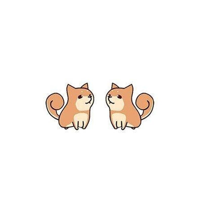 Two shiba inus looking at each other earrings