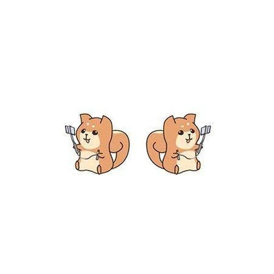 Shibas holding a selfie stick earrings