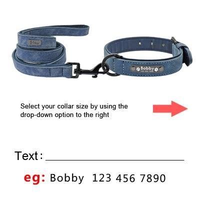 Personalized dog collar in blue