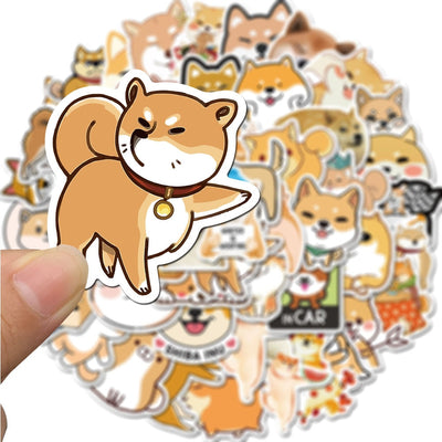 close up on a moody face shiba sticker