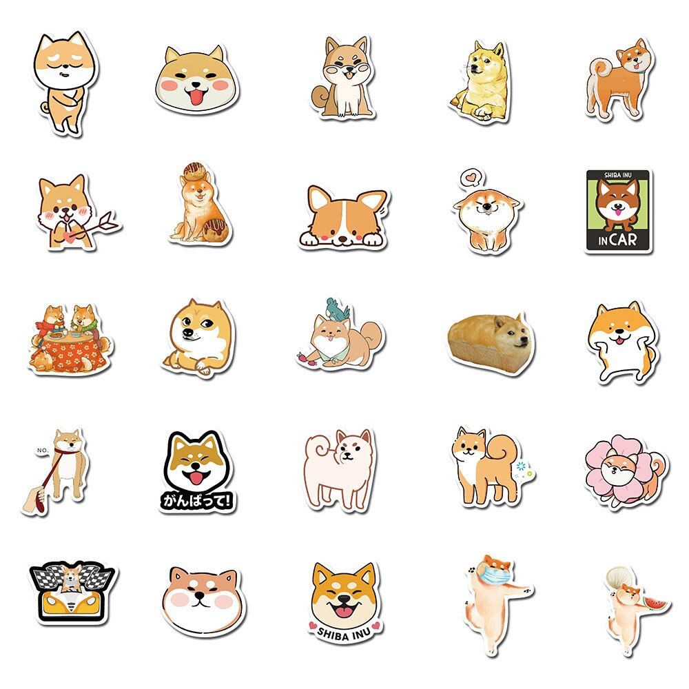 25 shiba stickers, each unique