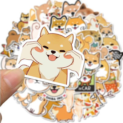 close up on a smiley face shiba sticker