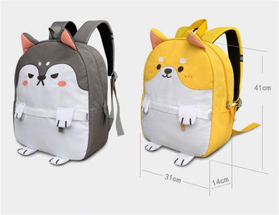 Gray shiba inu rucksack and yellow, size meaurements