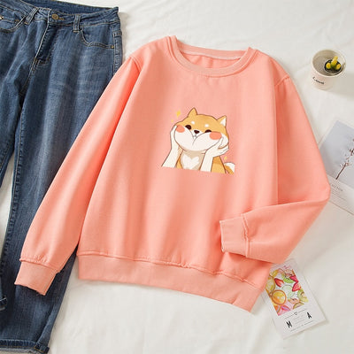 pink shiba inu sweatshirt