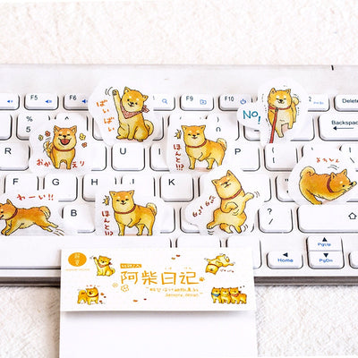 Shiba inu dogs as a sticker on a keyboard