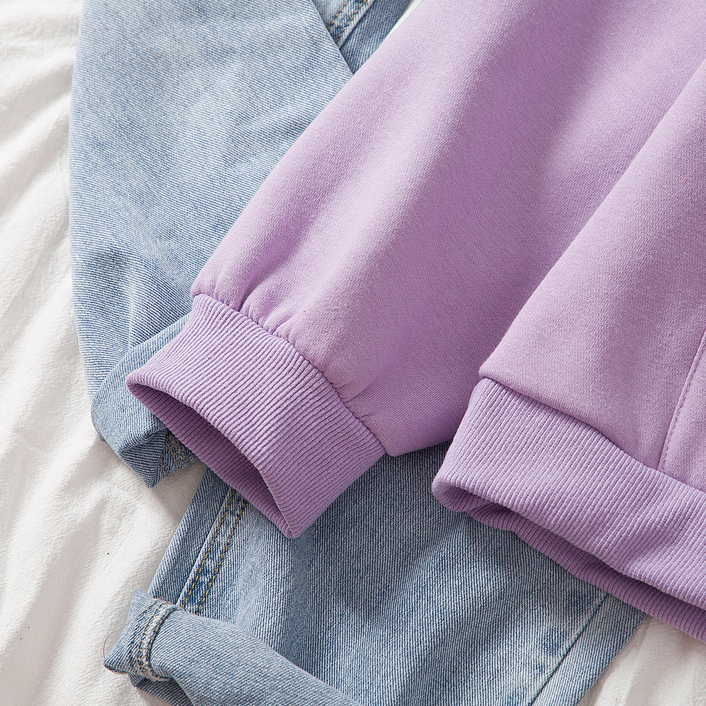 purple hoodie showing arm