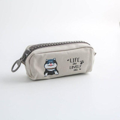 Gray pencil case on white background